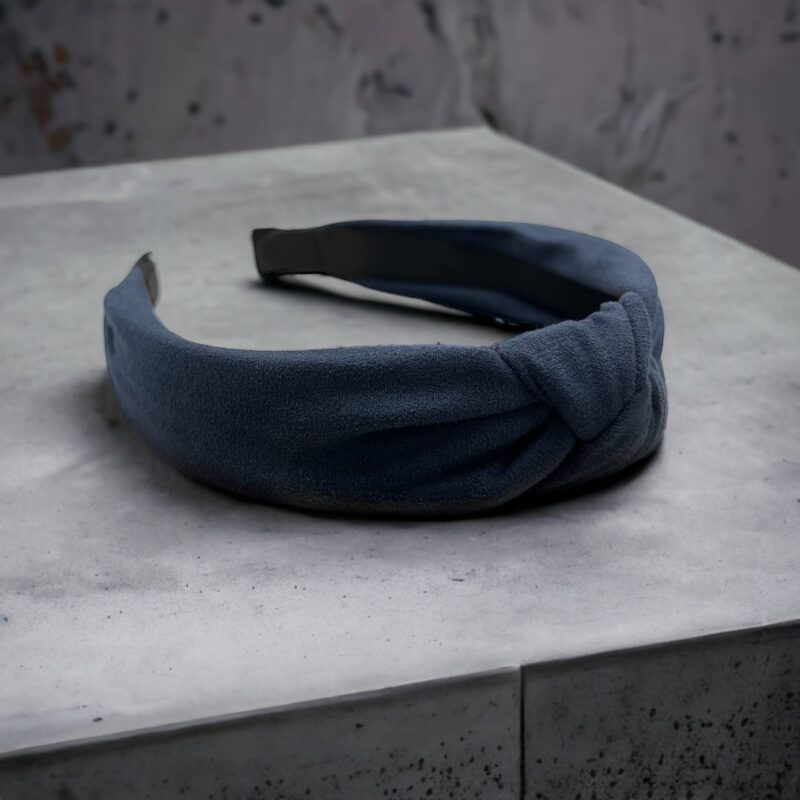 Opaska do włosów materiał welur turban supeł PIN UP granatowa