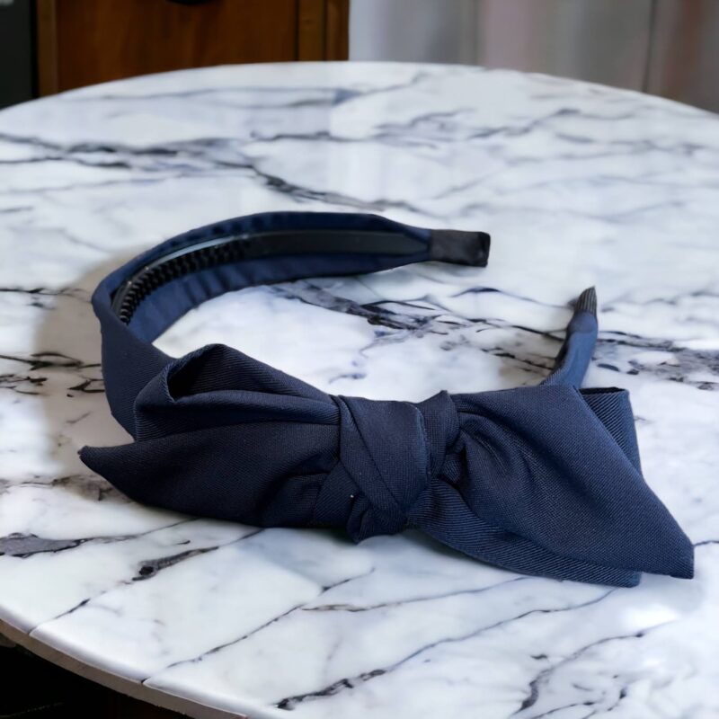 Opaska do włosów KOKARDKA węzeł granatowa klasyczna