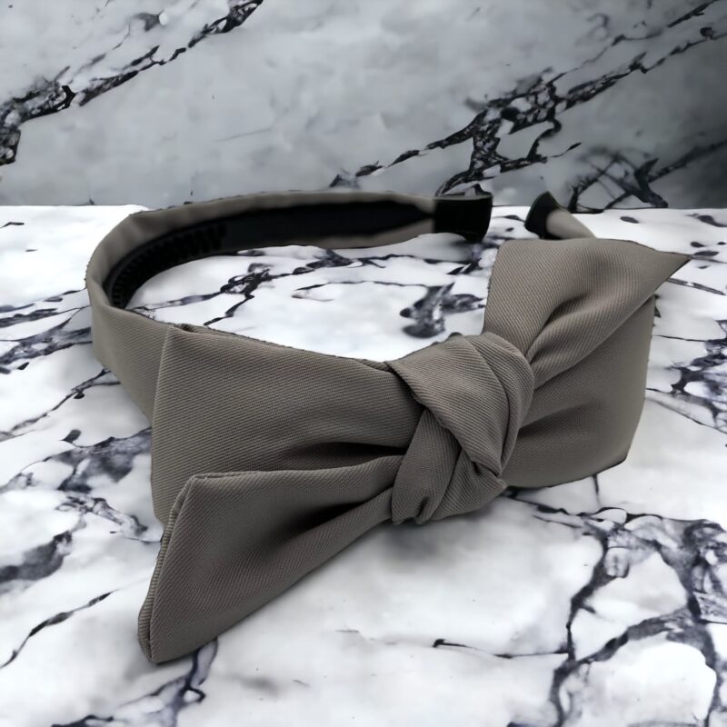 Opaska do włosów KOKARDKA węzeł szara klasyczna