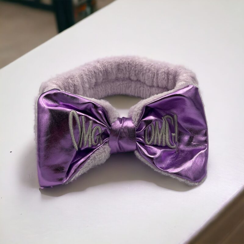 OPASKA DO WŁOSÓW KOSMETYCZNA DO MAKIJAŻU FIOLETOWA KOKARDA OMG