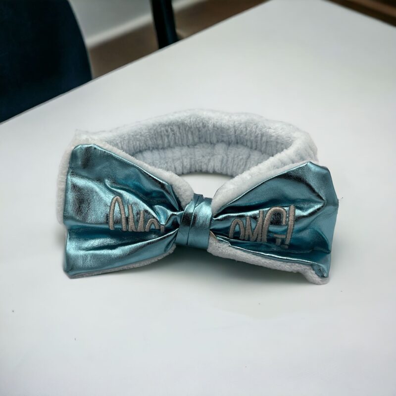 OPASKA DO WŁOSÓW KOSMETYCZNA DO MAKIJAŻU BŁĘKITNA KOKARDA OMG