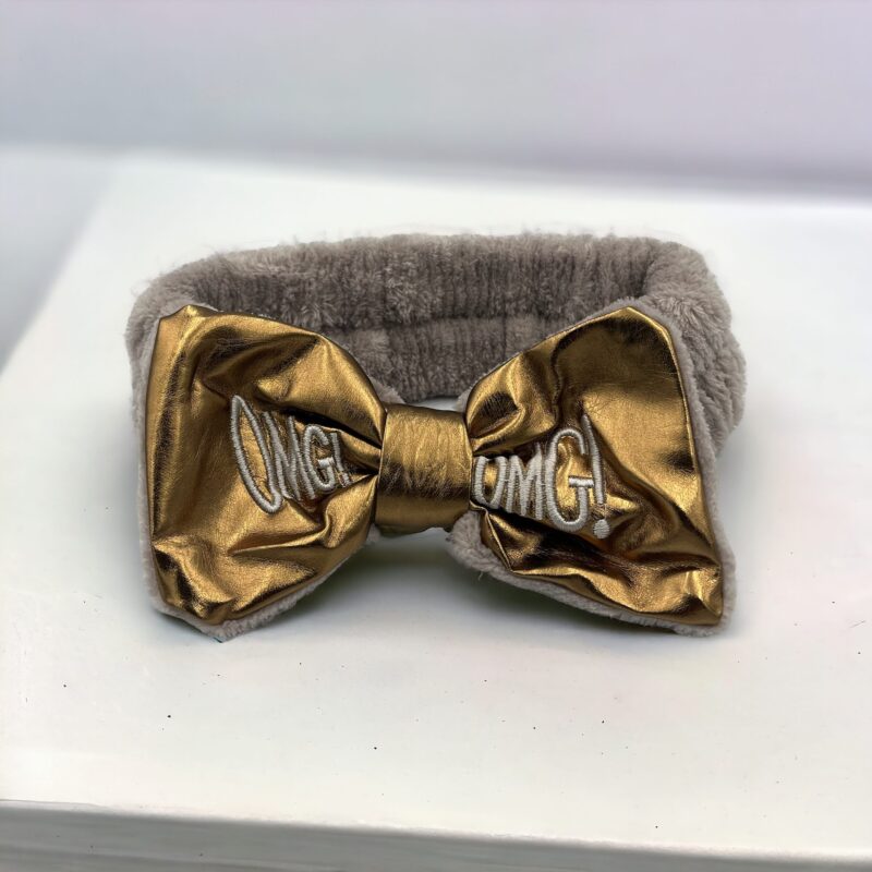 OPASKA DO WŁOSÓW KOSMETYCZNA DO MAKIJAŻU BRĄZOWA KOKARDA OMG