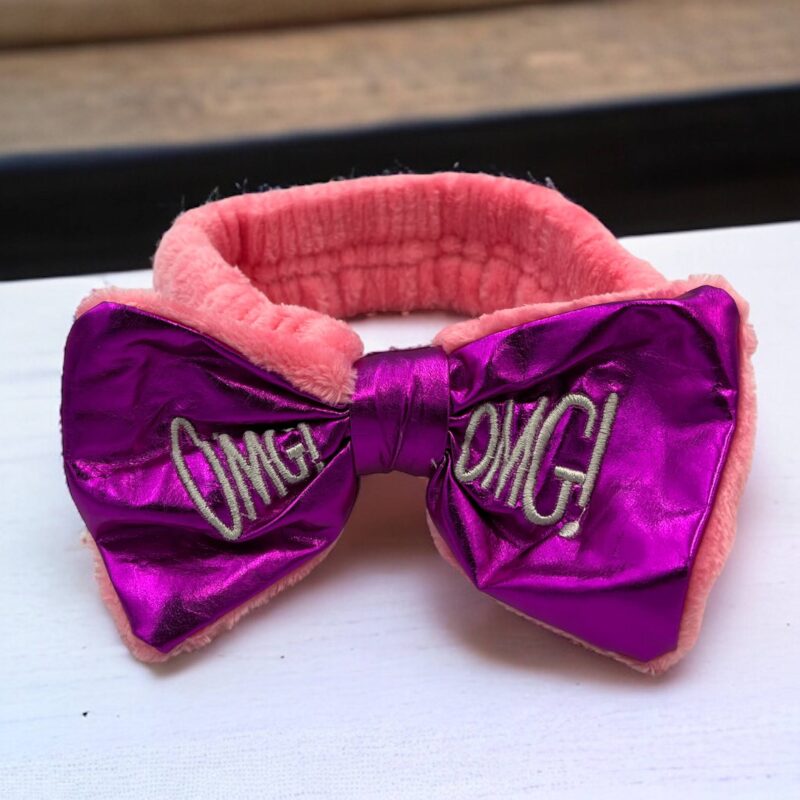 OPASKA DO WŁOSÓW KOSMETYCZNA DO MAKIJAŻU RÓŻOWA KOKARDA OMG