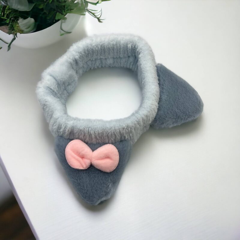 OPASKA DO WŁOSÓW KOSMETYCZNA DO MAKIJAŻU BŁEKITNA USZY KOKARDA