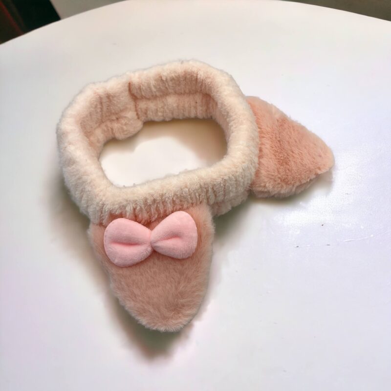 OPASKA DO WŁOSÓW KOSMETYCZNA DO MAKIJAŻU JASNA RÓŻOWA USZY KOKARDA