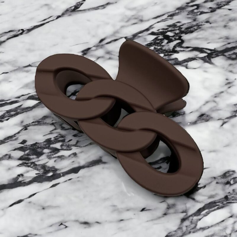 Spinka do włosów klamerka duża matowa klamra brązowa łańcuch