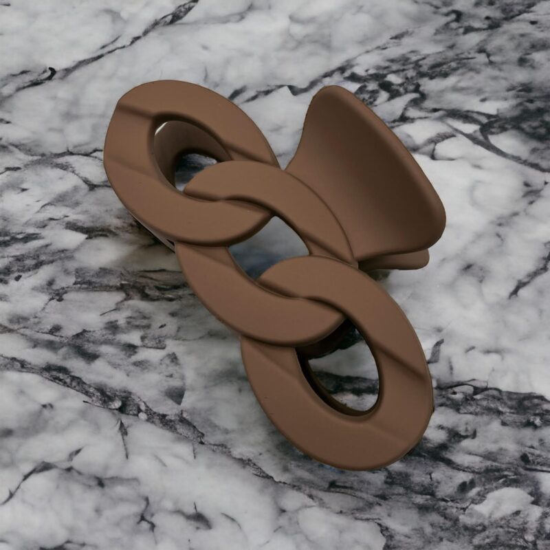 Spinka do włosów klamerka duża matowa klamra jasny brąz łańcuch