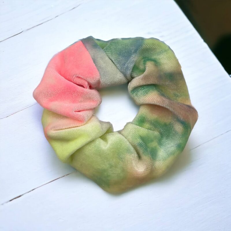 Gumka do włosów SCRUNCHIE frotka welur kolorowa tęcza OMBRE