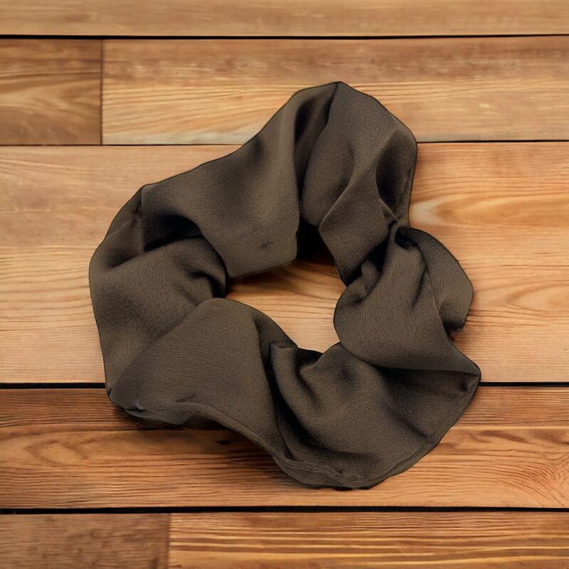 Gumka do włosów SCRUNCHIE frotka brązowa satyna