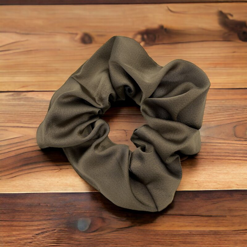 Gumka do włosów SCRUNCHIE frotka szary brąz taupe satyna