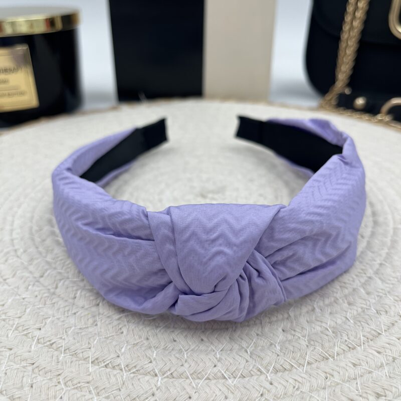 Opaska do włosów materiał supeł FIOLETOWA LILIOWA sweterek