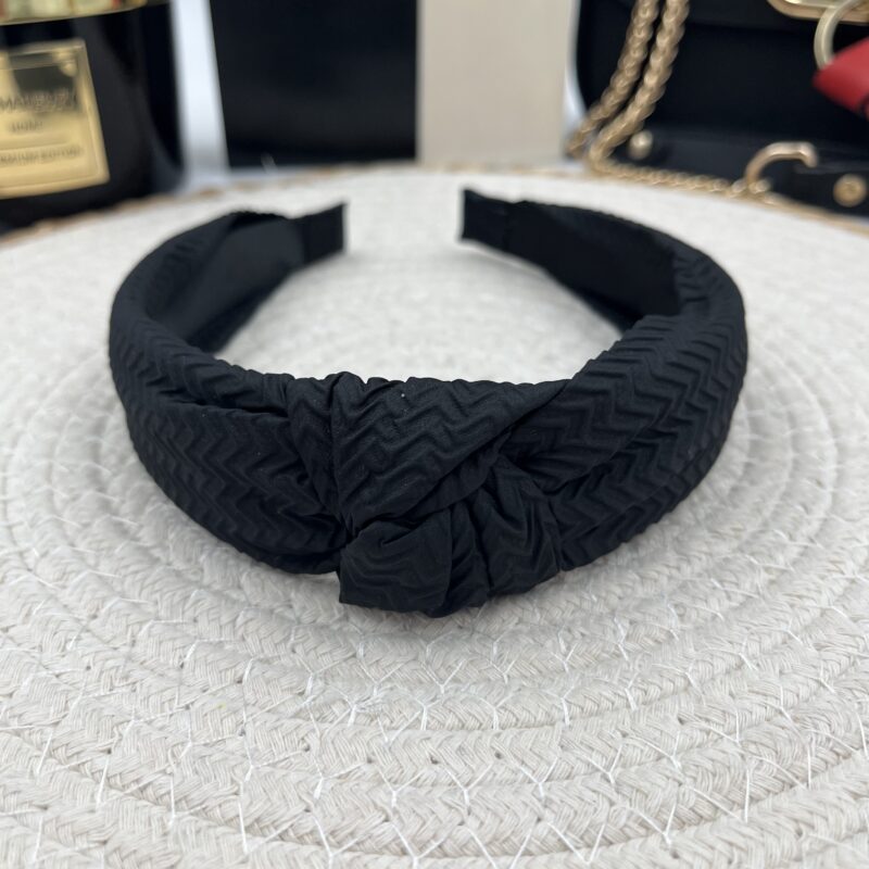 Opaska do włosów materiał supeł CZARNA sweterek