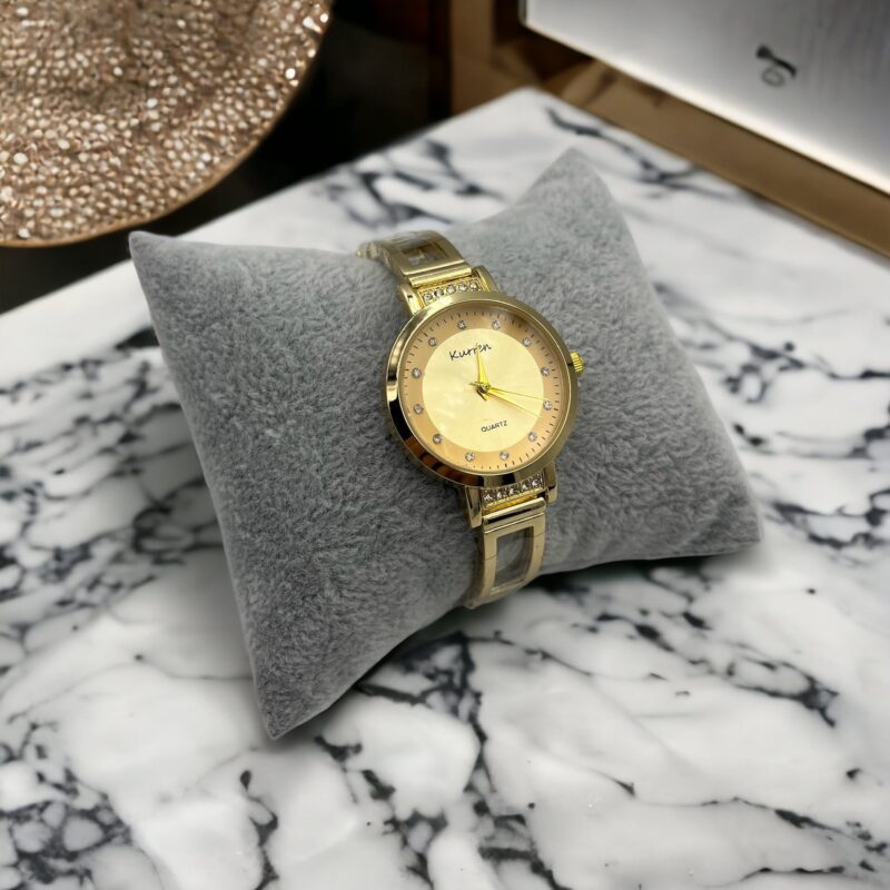 Zegarek damski złota bransoleta klasyczny złoty cyrkonie