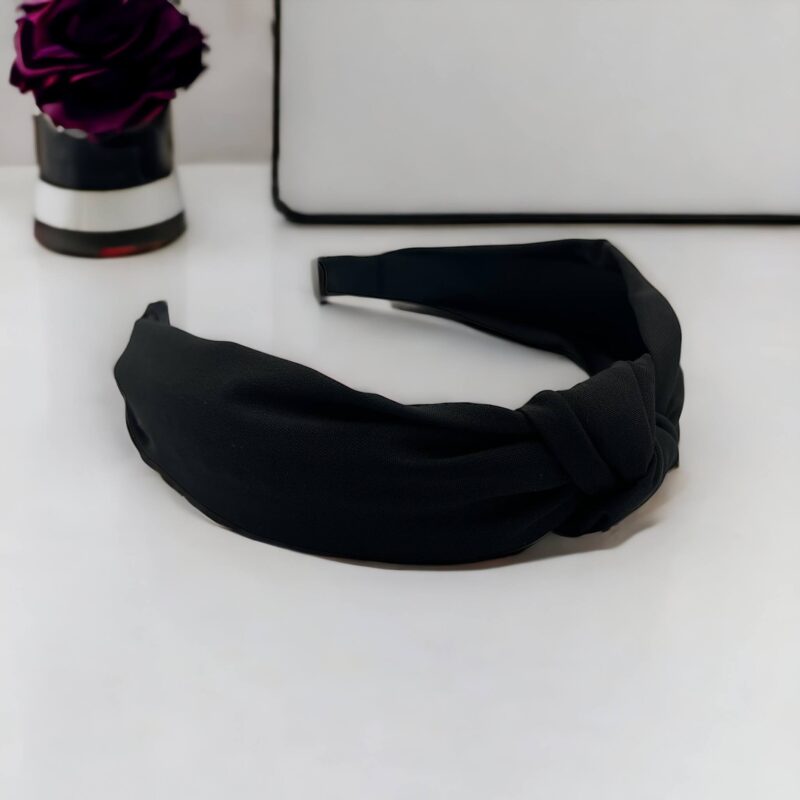 Opaska do włosów materiał turban supeł PIN UP czarna gładka