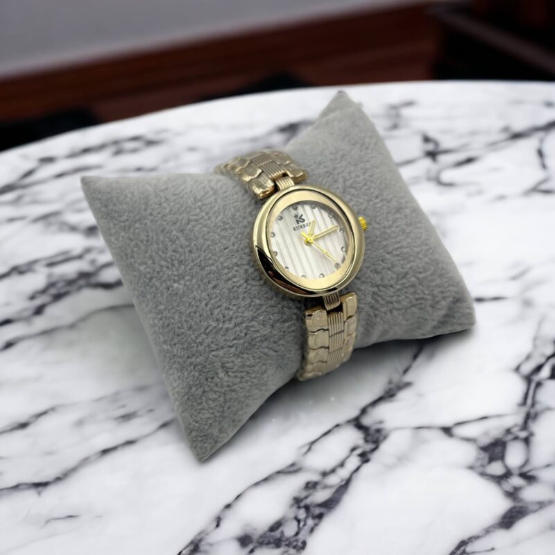 Zegarek damski złoty klasyczny srebrna koperta paski