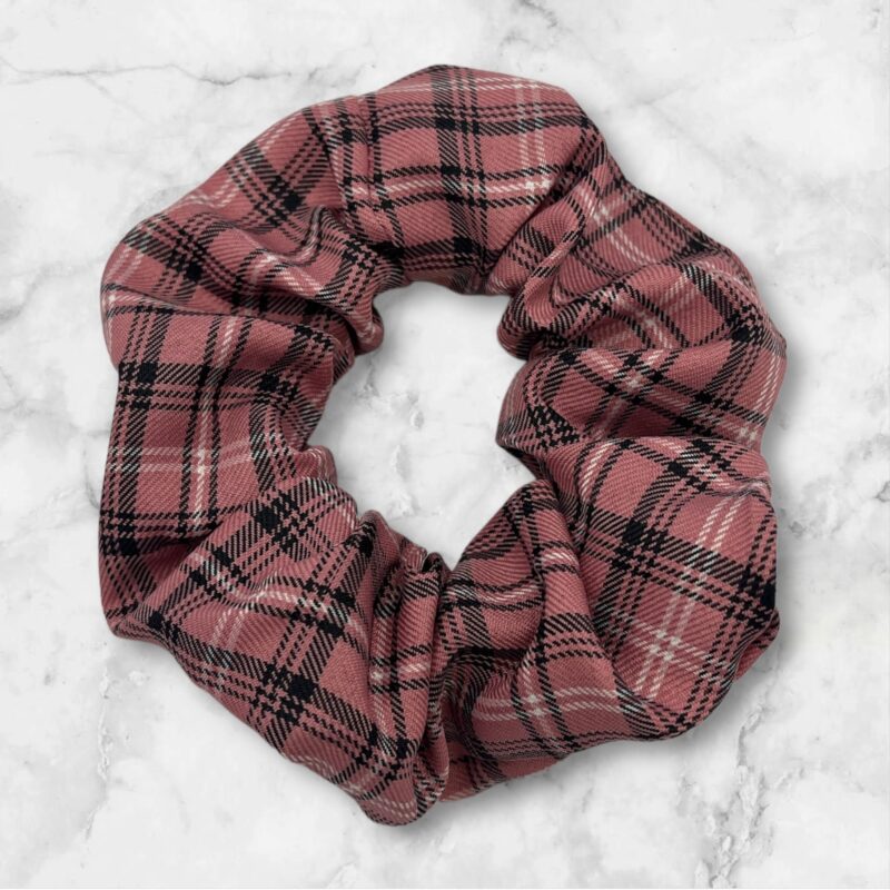 Gumka do włosów SCRUNCHIE frotka różowa kratka