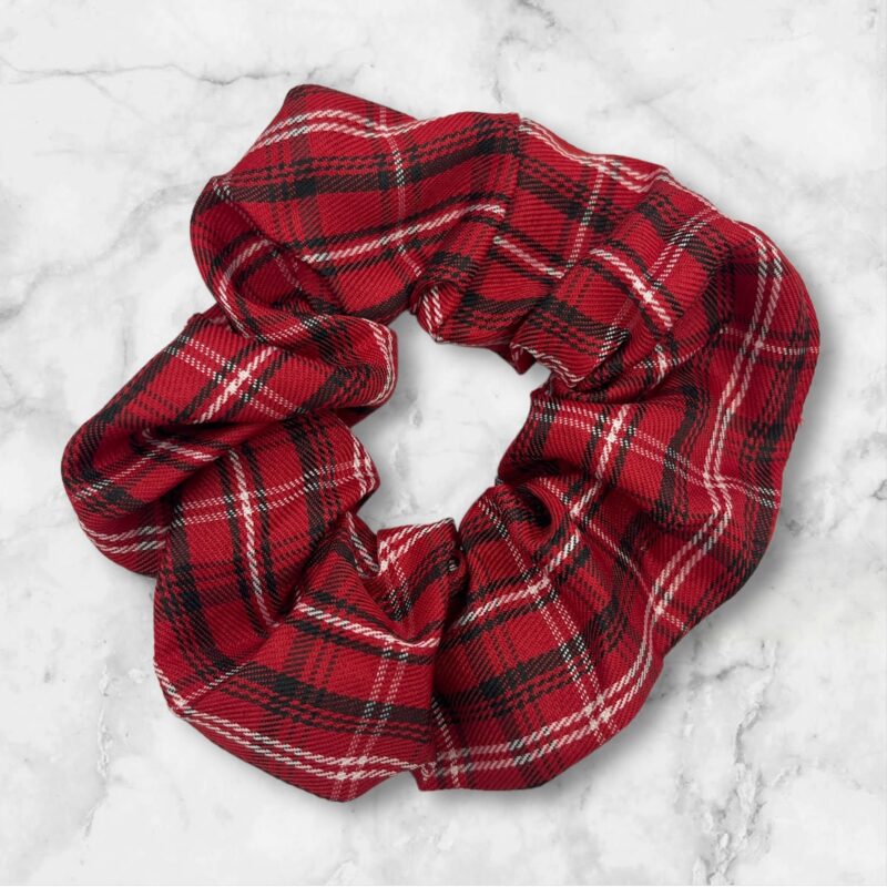 Gumka do włosów SCRUNCHIE frotka czerwona kratka