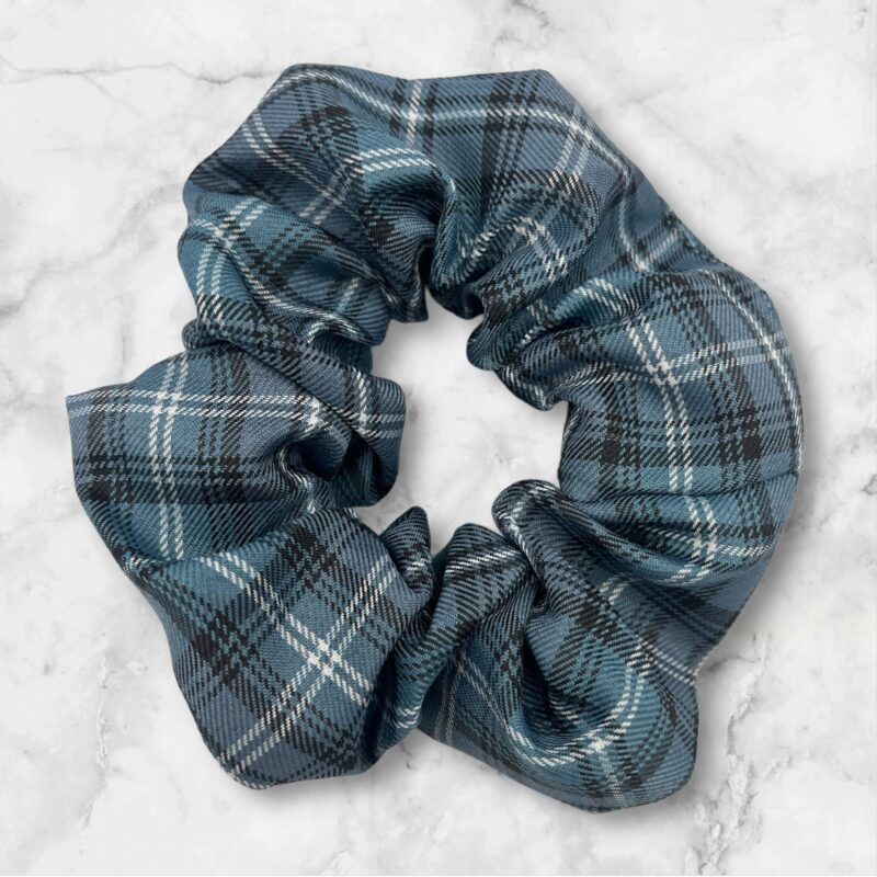 Gumka do włosów SCRUNCHIE frotka niebieska kratka