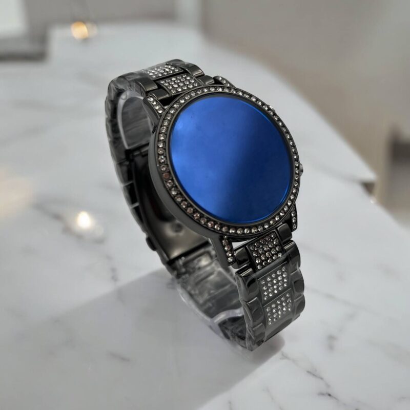 Zegarek damski LED grafitowy klasyczna bransoleta cyrkonie