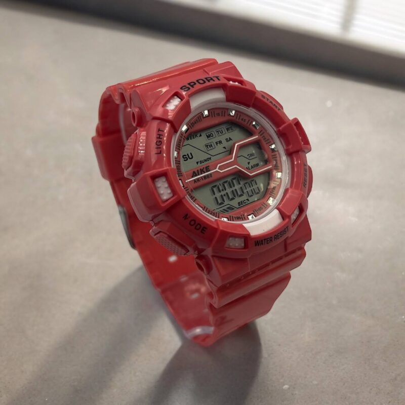 Zegarek elektroniczny sportowy unisex damski dziecięcy różowy malinowy