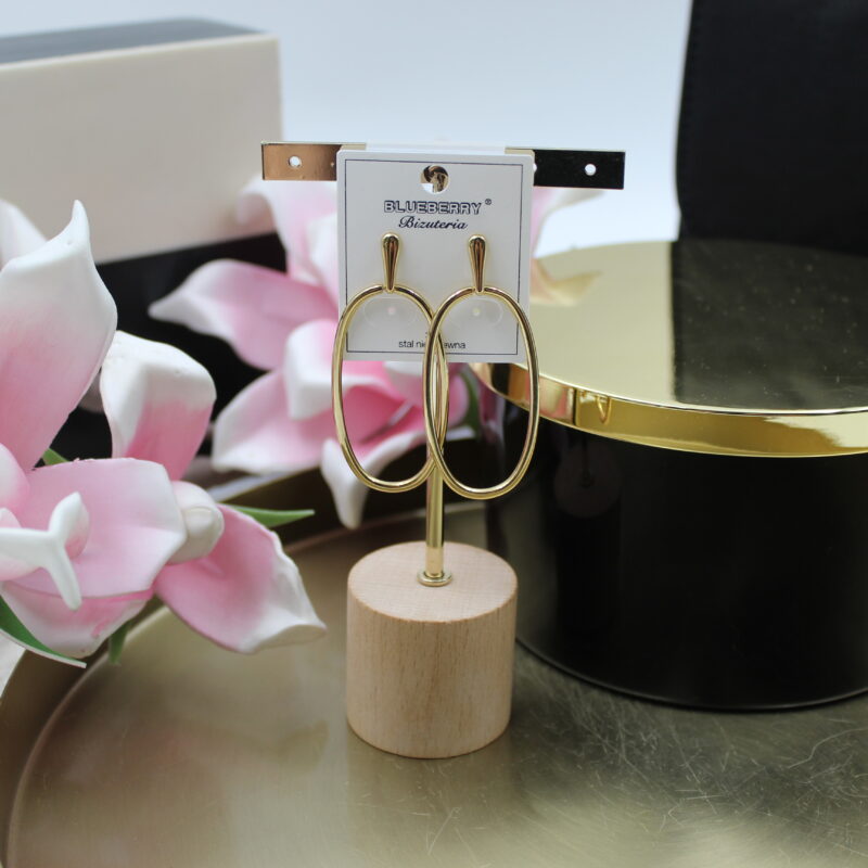 Kolczyki duże owalne wiszące stal 316L złote