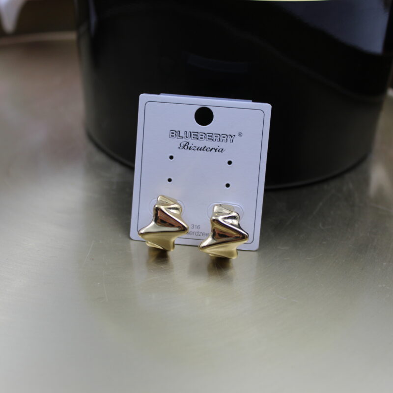 Kolczyki wiszące falowane półkola stal 316L złote