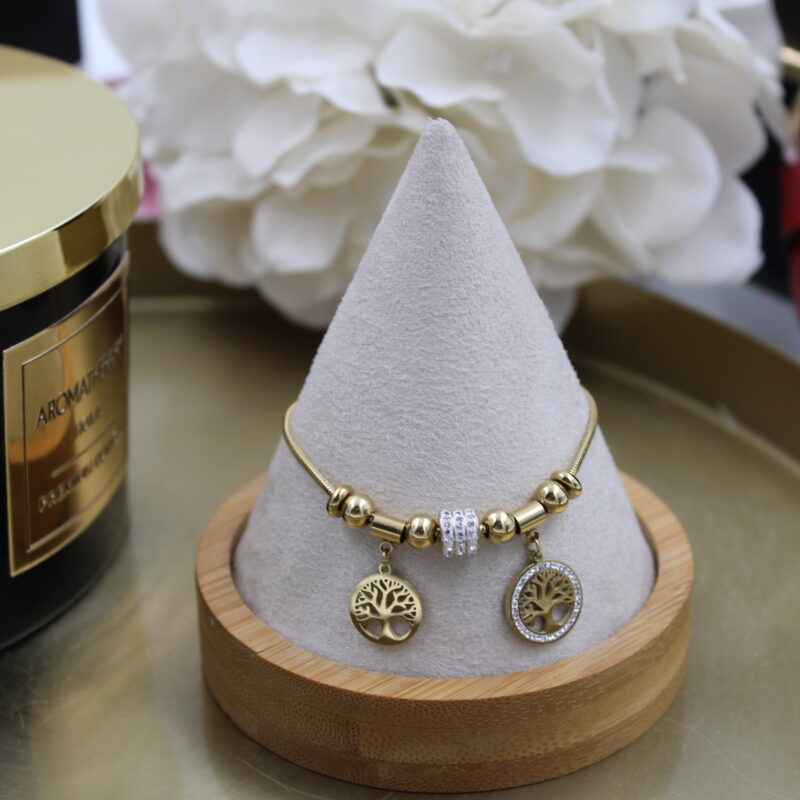 Bransoletka Blueberry wężyk drzewko szczęścia cyrkonie stal 316L złota