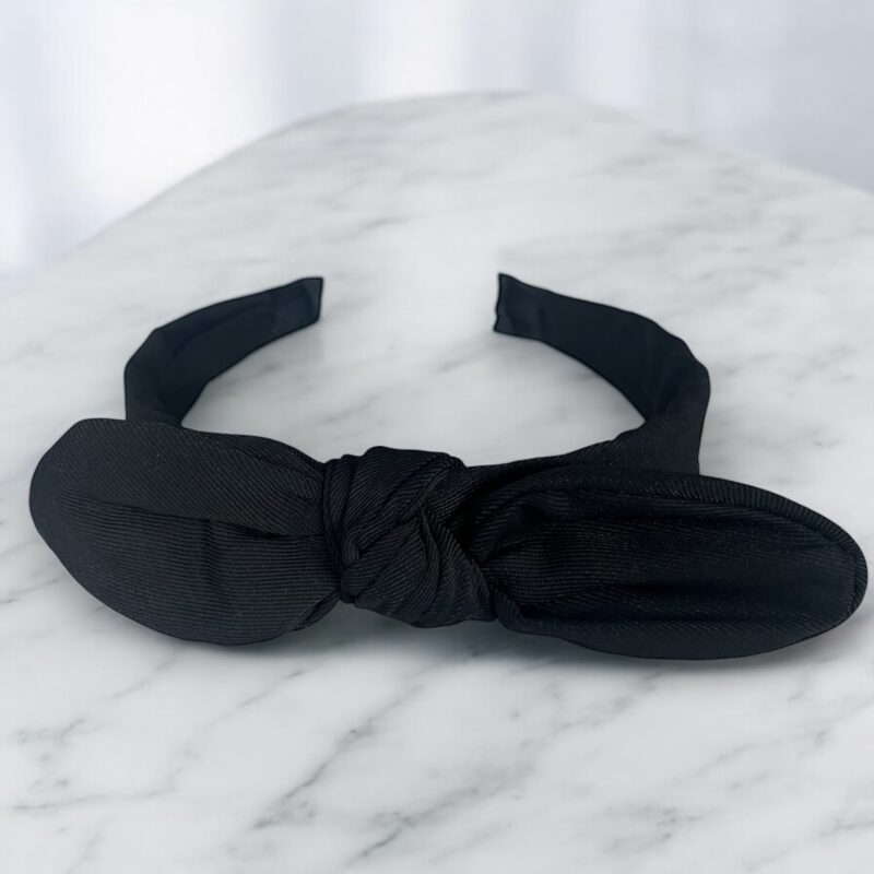 Opaska do włosów KOKARDKA węzeł czarna klasyczna materiałowa