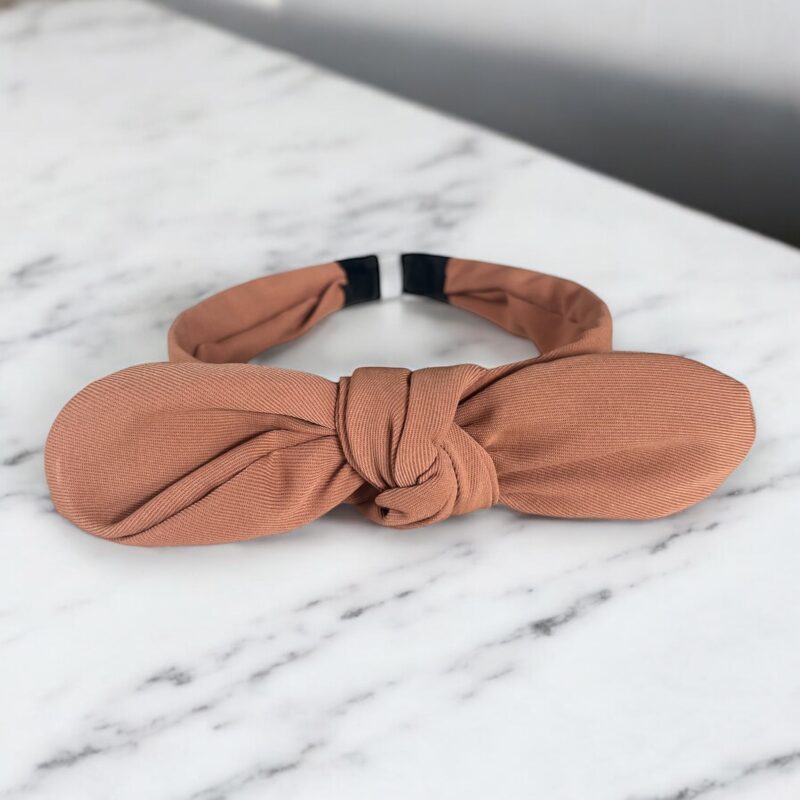 Opaska do włosów KOKARDKA węzeł jasna brązowa klasyczna materiałowa
