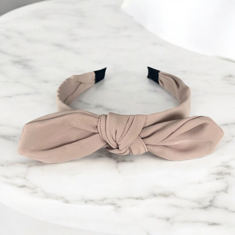 Opaska do włosów KOKARDKA węzeł kremowa klasyczna materiałowa