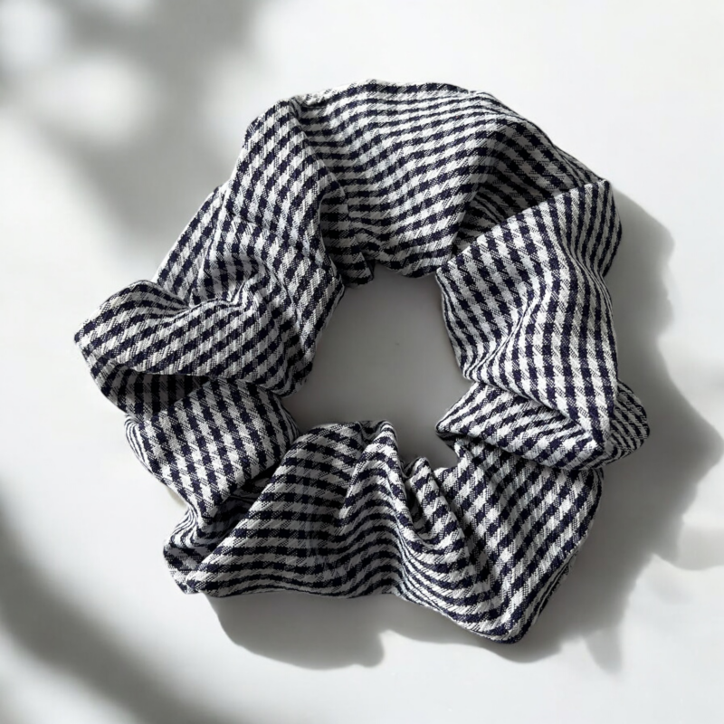 Gumka do włosów SCRUNCHIE frotka granatowa wzór pepitka