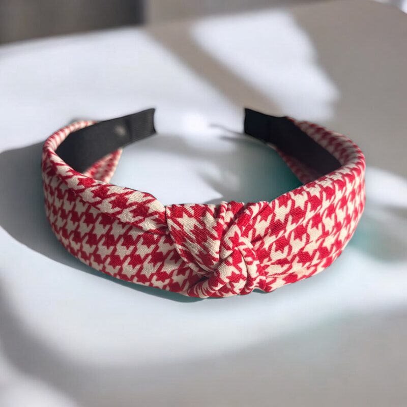 Opaska do włosów PIN UP supeł turban czerwona pepitka