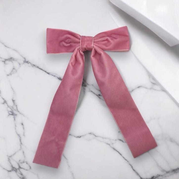 Spinka do włosów DUŻA różowa kokarda welur