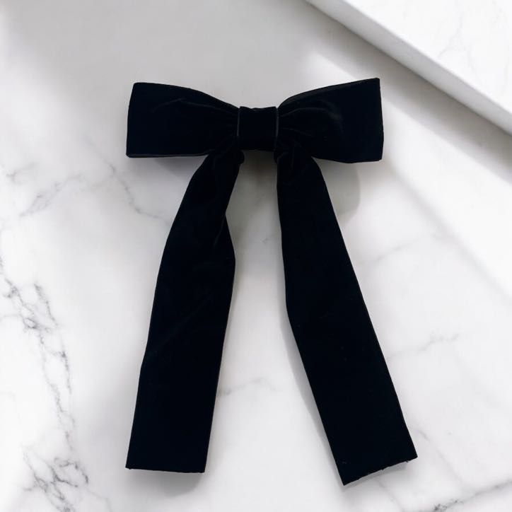 Spinka do włosów DUŻA czarna ELEGANCKA kokarda welur