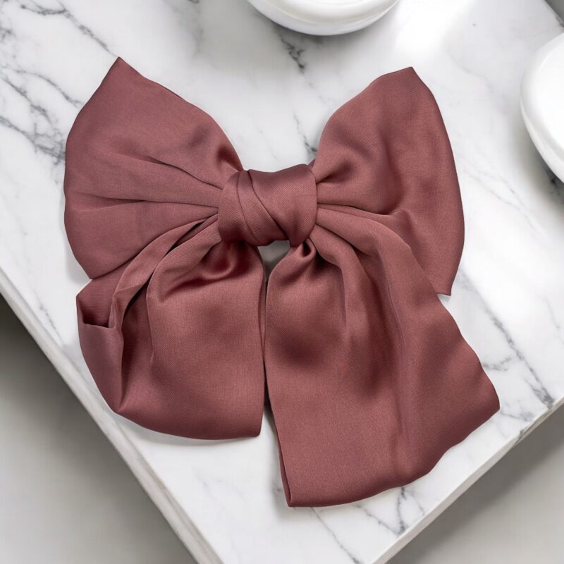 Spinka do włosów DUŻA różowa satyna elegancka kokarda okolicznościowa