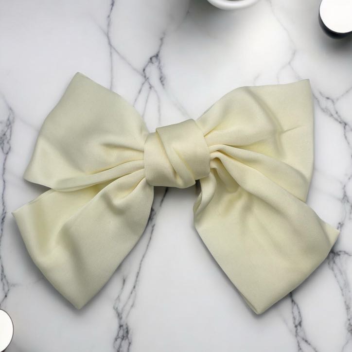 Spinka do włosów klamra duża kokarda okolicznościowa ecru