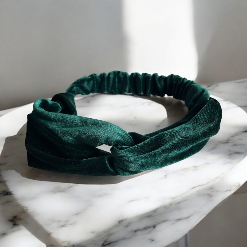 OPASKA DO WŁOSÓW KOSMETYCZNA DO MAKIJAŻU WELUR ZIELONA