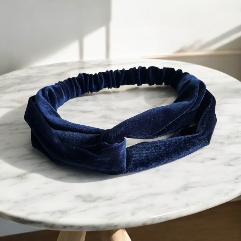 OPASKA DO WŁOSÓW KOSMETYCZNA DO MAKIJAŻU WELUR GRANATOWA