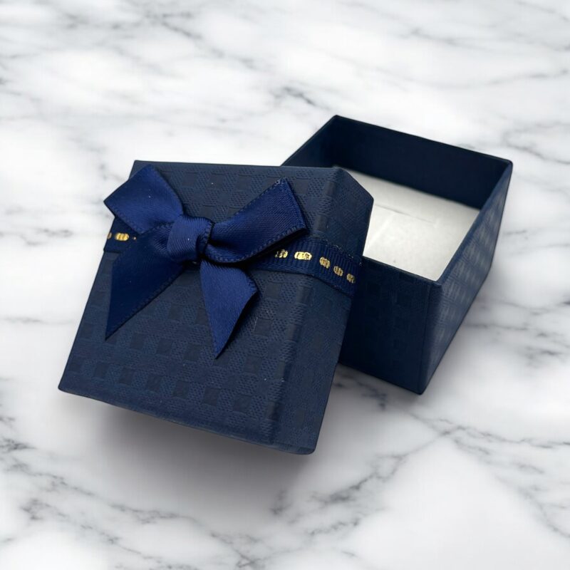 Pudełko prezentowe ozdobne GRANATOWE na biżuterię kolczyki zapakuj prezent