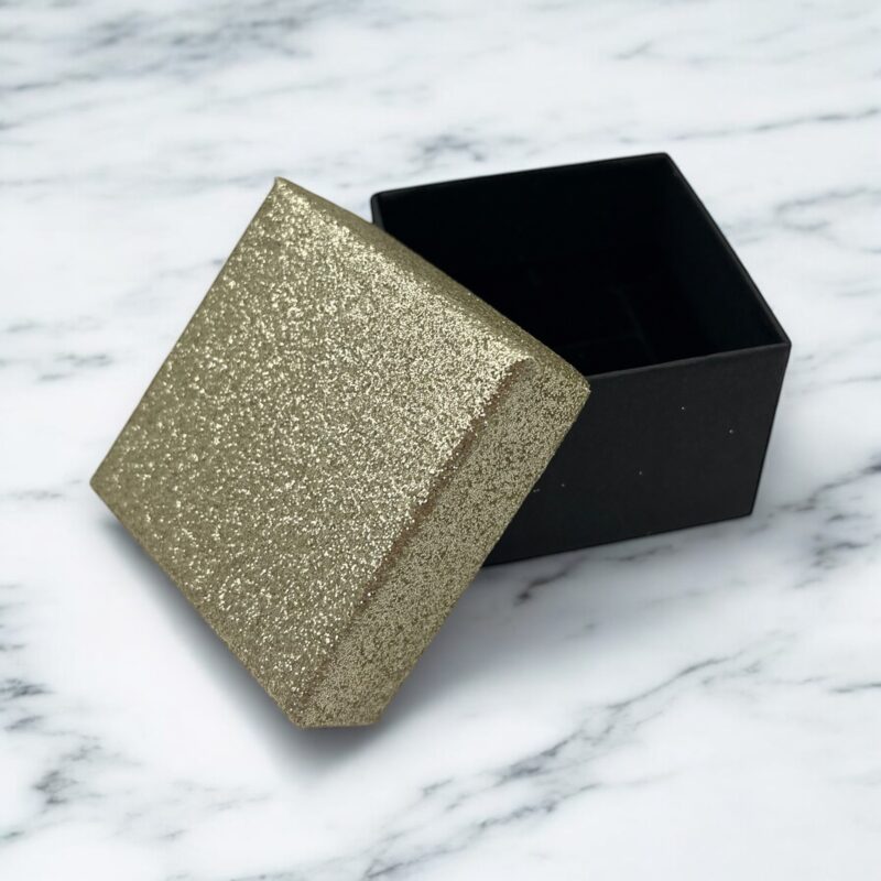 Pudełko prezentowe ozdobne ZŁOTE brokatowe na biżuterię zapakuj prezent