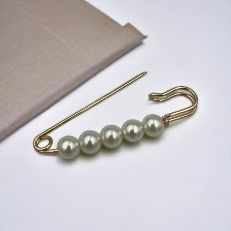 BROSZKA przypinka agrafka perły koralik kulka złota cyrkonie stal PREZENT