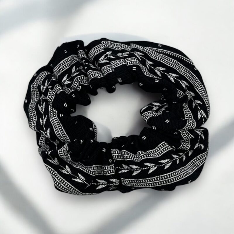 Gumka do włosów SCRUNCHIE frotka czarna wzorek wzór