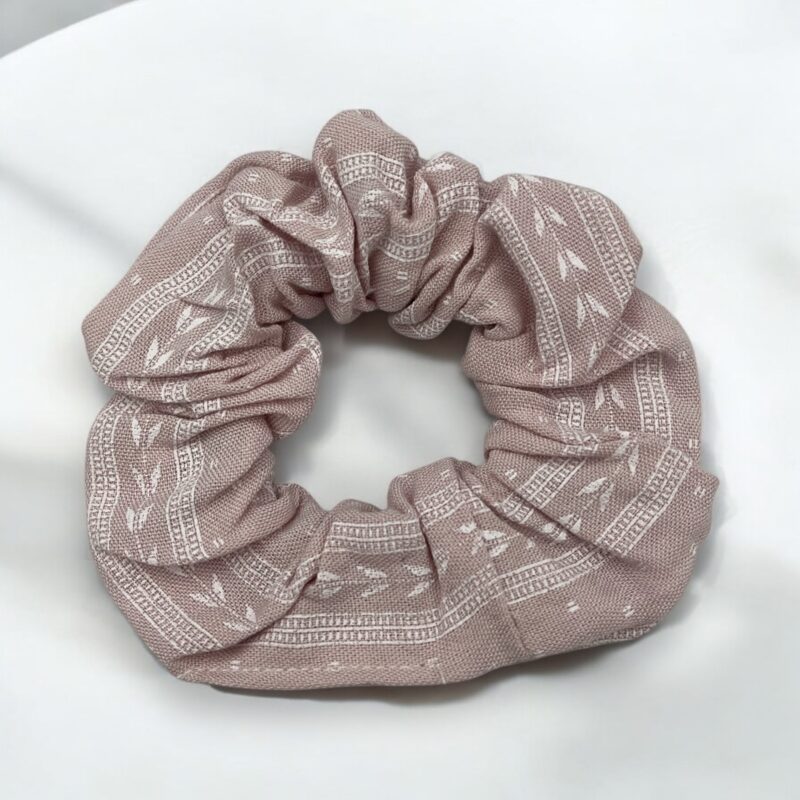 Gumka do włosów SCRUNCHIE frotka jasna różowa wzorek wzór