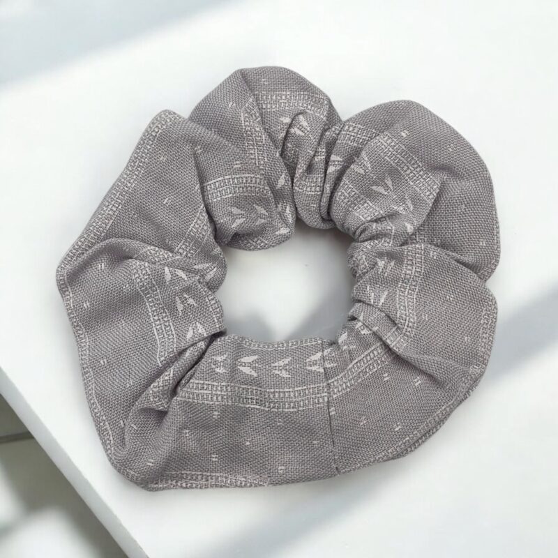 Gumka do włosów SCRUNCHIE frotka szara wzorek wzór