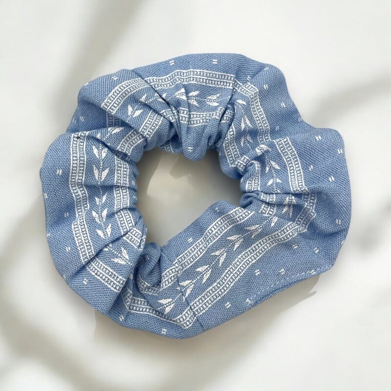 Gumka do włosów SCRUNCHIE frotka błękitna wzorek wzór