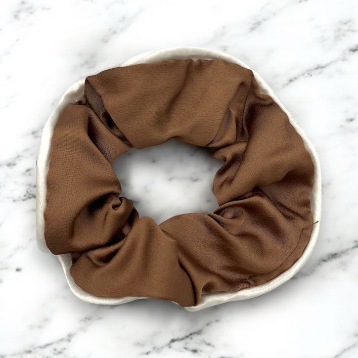 Gumka do włosów SCRUNCHIE frotka brązowa gładka elegancka