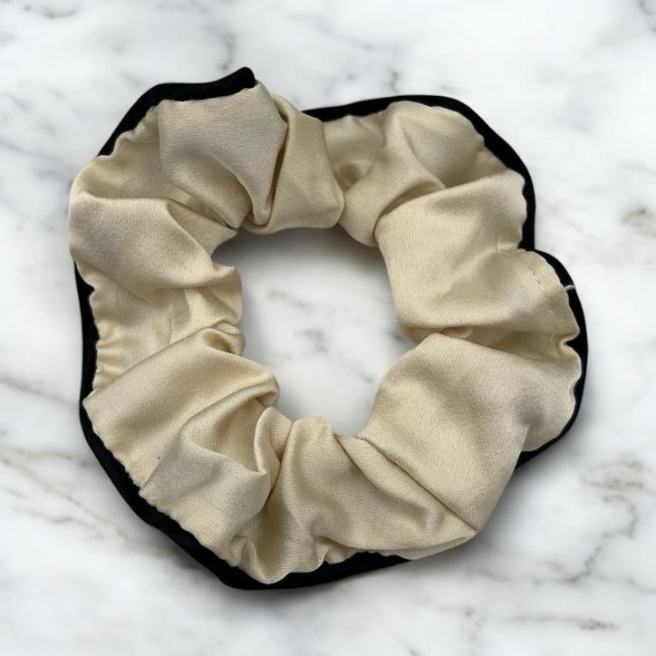 Gumka do włosów SCRUNCHIE frotka jasna beżowa gładka elegancka