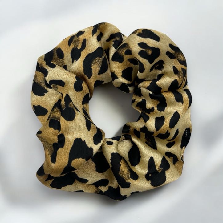 Gumka do włosów SCRUNCHIE frotka beżowa PANTERKA satyna