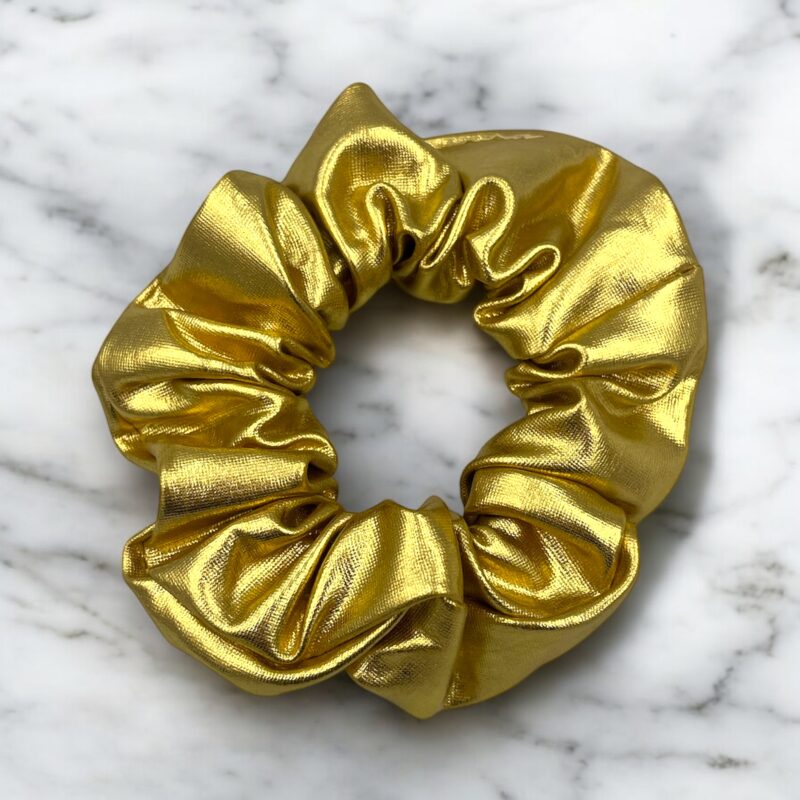 Gumka do włosów SCRUNCHIE frotka złota błyszcząca solidna KARNAWAŁ