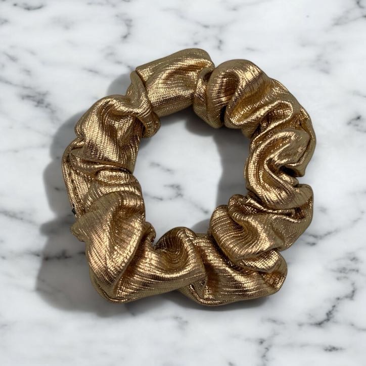 Gumka do włosów SCRUNCHIE frotka RÓŻOWE ZŁOTO błyszcząca KARNAWAŁ